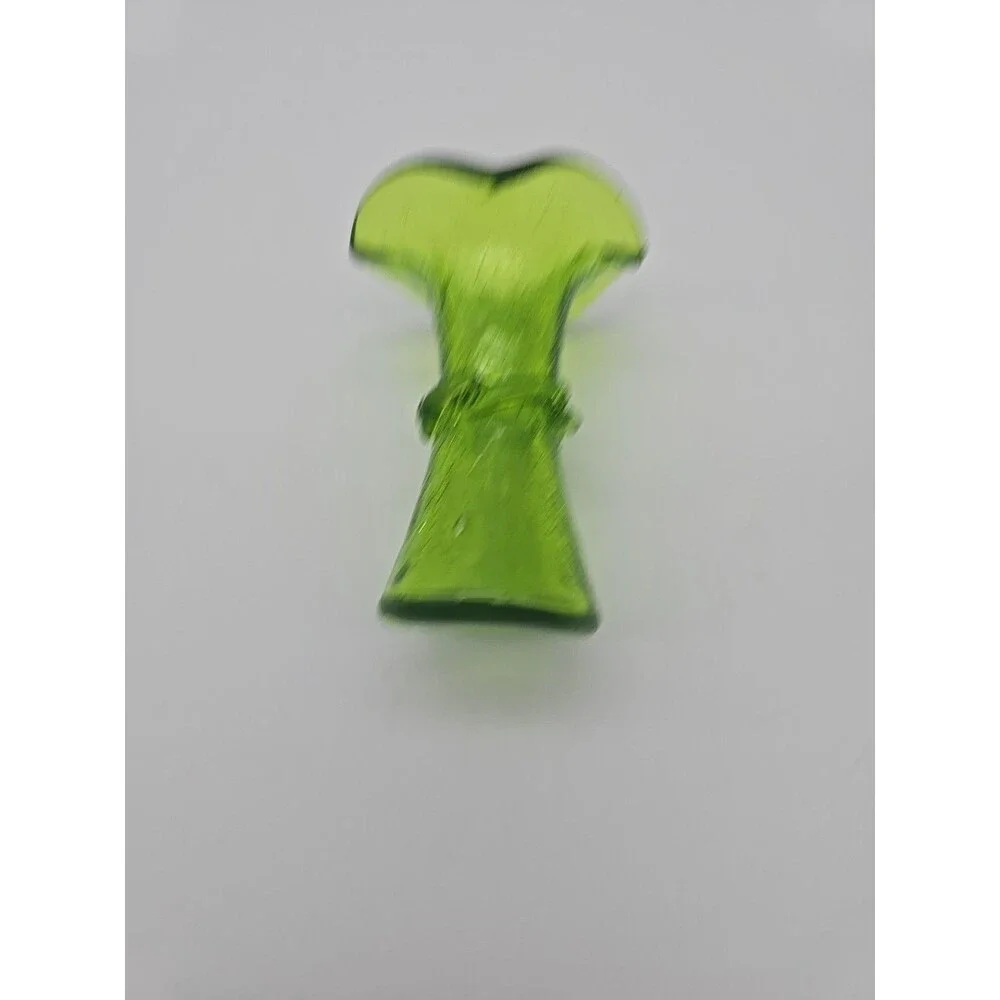 Vintage Green Crackle Glass Wavy Rim Vase